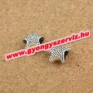 Pandora stílusú fémgyöngy. Charm. Tengeri csillag. 7x14mm. Leárazva!