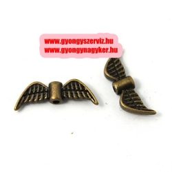   10db. Angyalszárny, fém köztes gyöngy. 21.5x7.5x3mm. Antik bronz szín.
