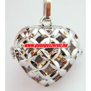 Leárazás! Angyalhívó medál. 32x40x16.5mm. Áttört szív. Platina szín.