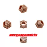 Cirkon köztes gyöngy. 7mm. Rózsaarany szín, fehér kristály.