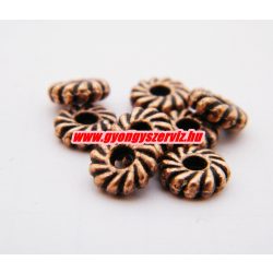   20db. Fémgyöngy, fém köztes gyöngy.7.5x2.5mm. Antik réz szín.