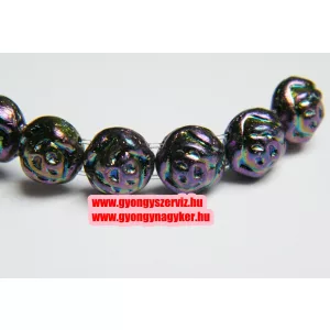 Kiárusítás! 10db. PRECIOSA préselt , két lukú üveggyöngy. 8mm. Fémes, szivárvány. Mindig akcióban!