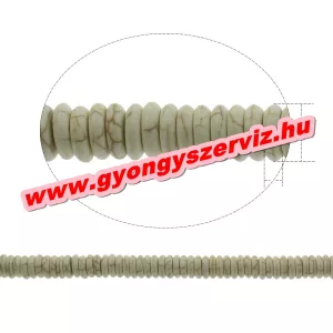 Türkiz gyöngy. Korong. 6x3mm.