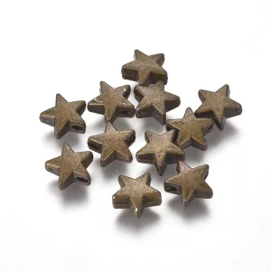 20db. Fém köztes gyöngy. Csillag. 8mm. Antik bronz szín.
