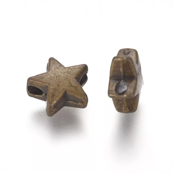20db. Fém köztes gyöngy. Csillag. 8mm. Antik bronz szín.