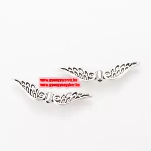 10db. Angyalszárny, fém köztes gyöngy. 32x7x3mm. Antik ezüst szín.