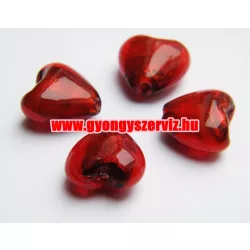   Üveggyöngy, lámpagyöngy. Szív. 15x15x8mm. Mindig akcióban!