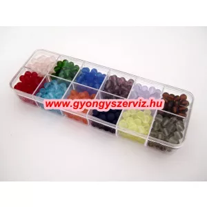Cseh gyöngy.  Mix. 6mm. Matt. 170g + ajándék doboz! Mindig akcióban!
