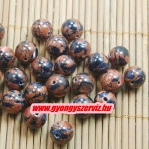 Barna - kék napkő ásványgyöngy. 8mm.