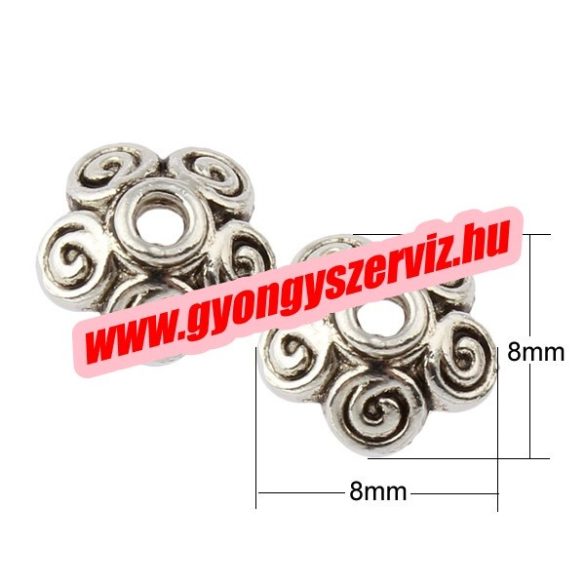 20db gyöngykupak. 8x8x3mm. Antik ezüst szín.