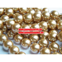 Üveg tekla gyöngy. 10mm. Óarany. 10db/csomag.