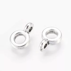 20db. Charm tartó, medál tartó gyöngy. 6.5x2mm. Antik ezüst szín.