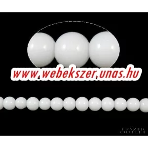 Üveggyöngy. 8mm. Alabástrom fehér. 10db/csomag.