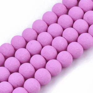 Festett üveggyöngy. Imitált lávakő.  Pink. 8mm. 20db/csomag.