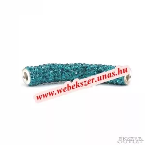 Shamballa gyöngy. Hajlított cső. 53x10mm. Türkizzöld. Leárazva!