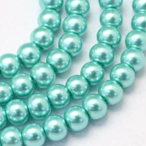 20db. Üveg tekla gyöngy. 8mm. Türkizkék.