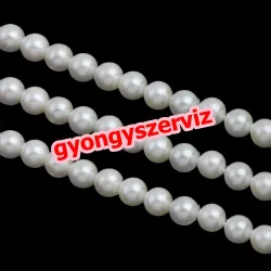 Üveggyöngy. Tekla gyöngy. Fehér. 6mm.  20db/csomag.