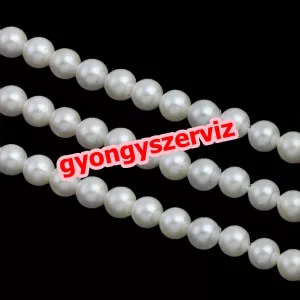 Üveggyöngy. Tekla gyöngy. Fehér. 6mm.  20db/csomag.