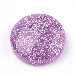   Kiárusítás!  10db. Glitteres műanyag kaboson lencse. Pink. 14mm.