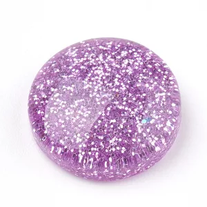 Kiárusítás!  10db. Glitteres műanyag kaboson lencse. Pink. 14mm.