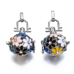   Leárazás! Angyalhívó medál. Virágok, kristályokkal. Platina szín.