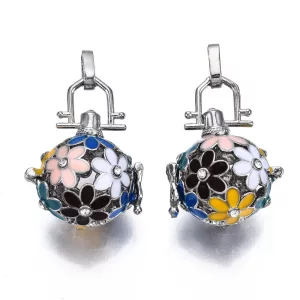 Leárazás! Angyalhívó medál. Virágok, kristályokkal. Platina szín.