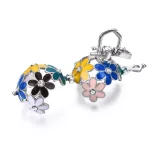 Leárazás! Angyalhívó medál. Virágok, kristályokkal. Platina szín.