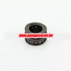 Cirkon köztes gyöngy. 8x5mm. Fekete szín. 2 soros.