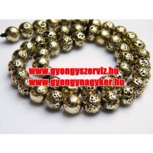 20db. Fémgőzölt lávakő gyöngy. 8mm. Antik bronz szín.