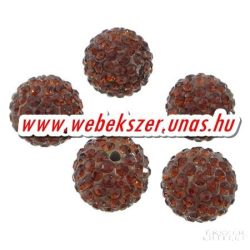   Shamballa gyöngy. Kristály gyöngy. 14mm. Bronz.  AAA minőség! Leárazva!