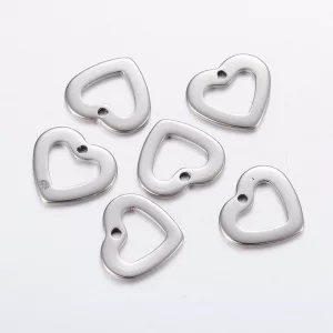 Acél medál, fityegő. Szív. 10x11mm.