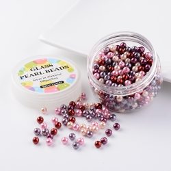   400db üveg tekla gyöngy. AAA. 6mm. Lilás. Mix. Ajándék dobozban.