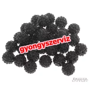 Kiárusítás!   Műanyag shamballa gyöngy. 16mm. Fekete. Mindig akcióban!