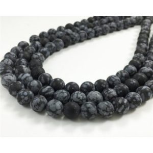 10db. Matt hópehely obszidián ásványgyöngy . 10mm.