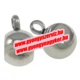Acél charm tartó, medál tartó fémgyöngy. 6.5x9x5mm.