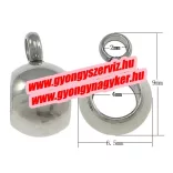 Acél charm tartó, medál tartó fémgyöngy. 6.5x9x5mm.