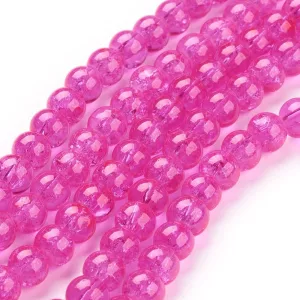 ROPPANTOTT ÜVEGGYÖNGY. 6MM, 8MM. SÖTÉT PINK.  20db/csomag.