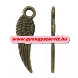   10db. Fém medál, fityegő. Angyal szárny. 5x17 mm. Antik bronz szín.