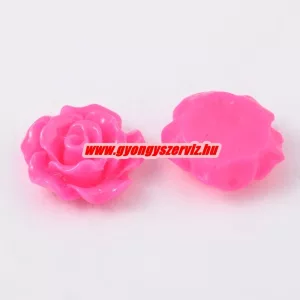 Fűzhető gyanta virág kaboson. 9x7mm. Pink.
