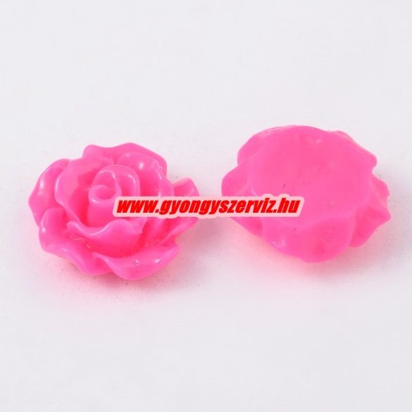 Fűzhető gyanta virág kaboson. 9x7mm. Pink.