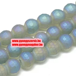   Leárazás! 10db. Fémgőzölt , matt, csiszolt üveggyöngy. 9x10mm. Tengerkék. Mindig akcióban!
