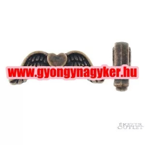 10db. Angyalszárny. 20x7x3mm. Antik réz szín. Fémgyöngy, köztes gyöngy.