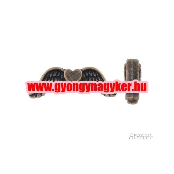 10db. Angyalszárny. 20x7x3mm. Antik réz szín. Fémgyöngy, köztes gyöngy.