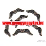 10db. Angyalszárny. 20x7x3mm. Antik réz szín. Fémgyöngy, köztes gyöngy.