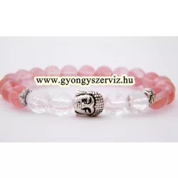   Leárazás!  Cseresznyekvarc, hegyikristály, buddha karkötő csomag.