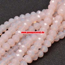   Kiárusítás!  20db. Csiszolt üveggyöngy, fánkgyöngy. 6x8mm. Pink opál. Mindig akcióban!