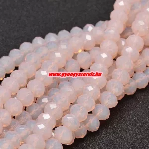 Kiárusítás!  20db. Csiszolt üveggyöngy, fánkgyöngy. 6x8mm. Pink opál. Mindig akcióban!