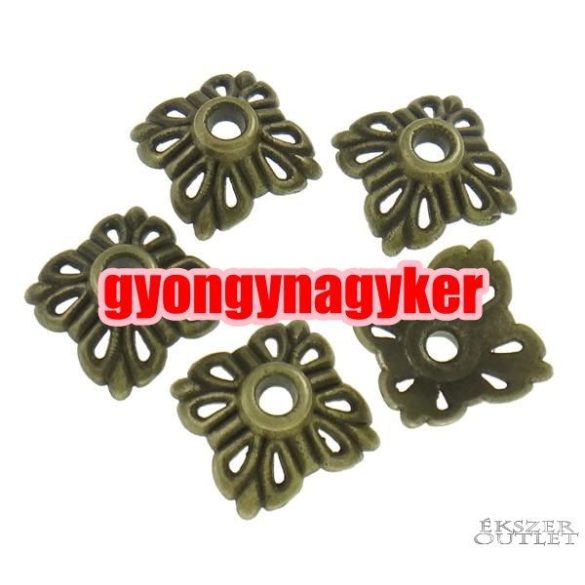 20db gyöngykupak. Fém gyöngy. 11.5x11.5x4.5mm. Antik bronz szín.    Leárazva!