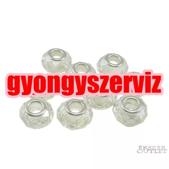 Pandora stílusú üveggyöngy. Csiszolt kristálygyöngy. 10 szín! Leárazva!