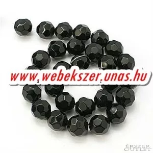 Kiárusítás!  10db. Csiszolt üveggyöngy. 10mm. Fekete. Mindig akcióban!